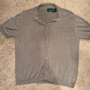 Vintage collared silk knit button up